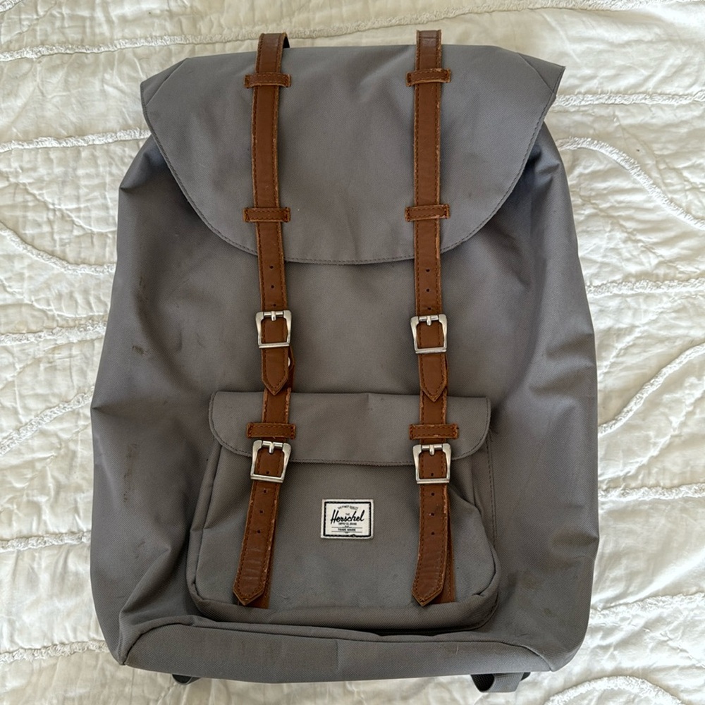 Used Herschel Little America Backpack Grey Gray
